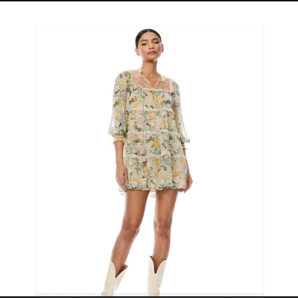 Alice + Olivia Marcie floral long sleeve tunic dress
Size small